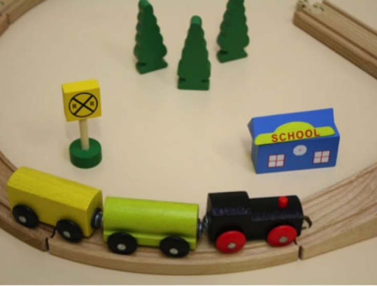 all aboard wooden train set